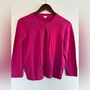 J.Crew Factory Magenta red button down 100% cotton cardigan with pockets Size L